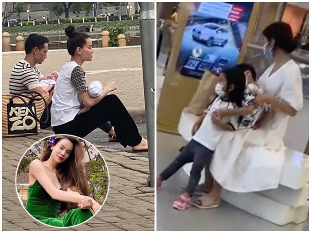 Hồ Ngọc Hà, Tăng Thanh Hà bị bắt gặp cảnh giản dị chăm con giữa phố, một nách hai con
